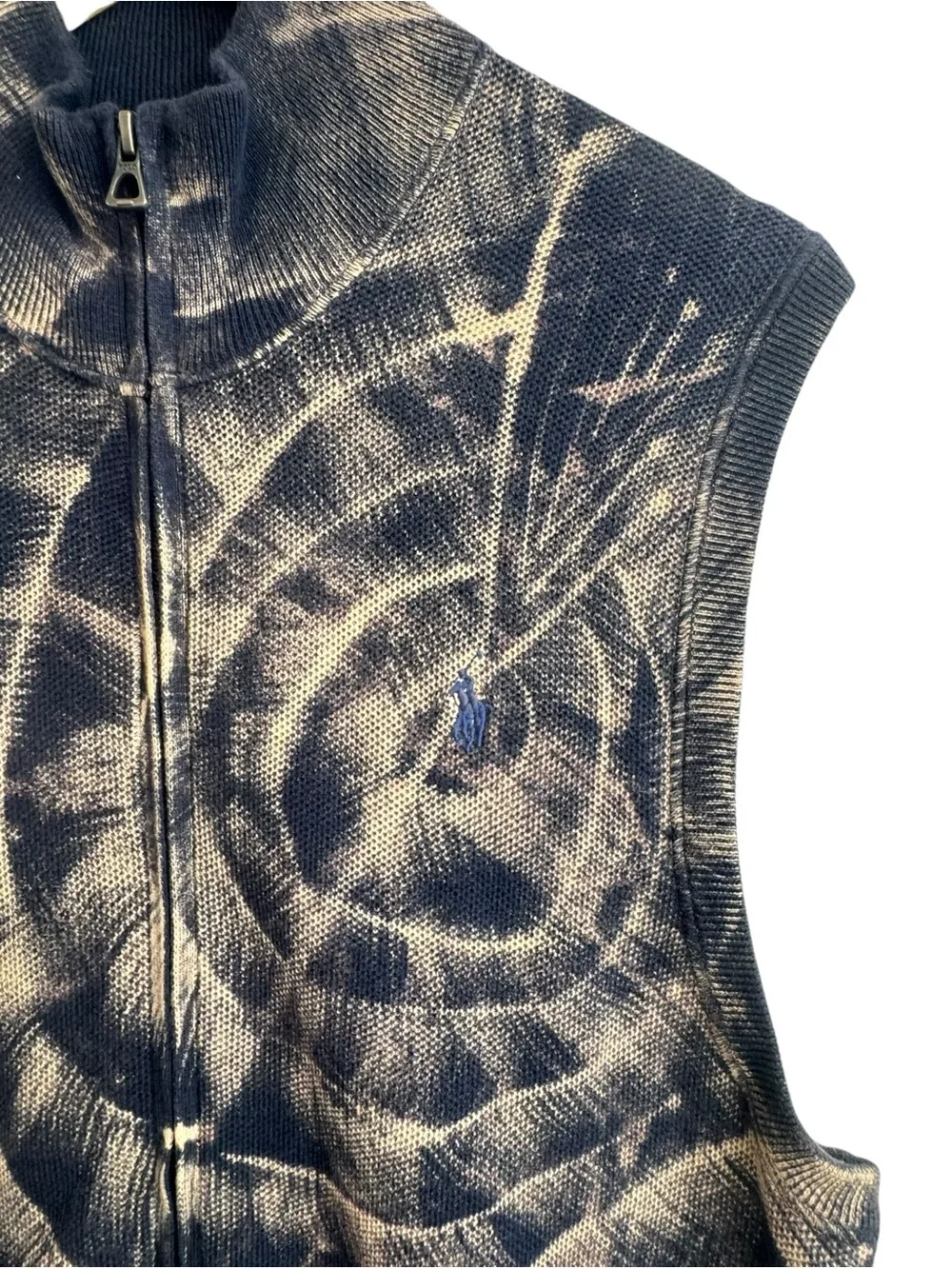 Polo Ralph Lauren Men's Full Zip Tie Dye Vest Cardigan Sweater Size Large
